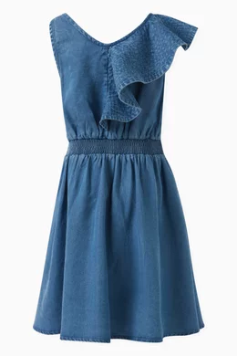 cute dresses for a cruise Heartland Pleated Denim Mini Dress in Medium Indigo main image 0
