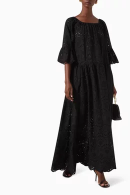 Buy Natalie Martin Black Mesa Embroidered Maxi Dress in Cotton For Women Online Ounass Oman
