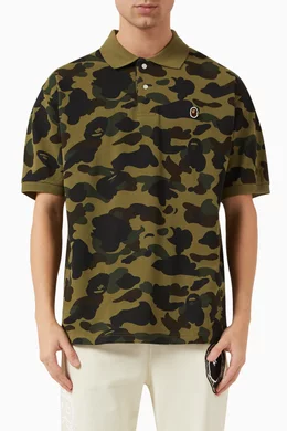 Buy A Bathing Ape Green 1st Camo One Point Polo Shirt in Cotton