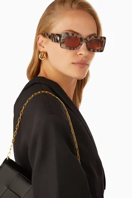 Le Specs OH Damn Brown Rectangular Sunglasses Oh Damn! Black Uni-Sex Rectangle Sunglasses | Le Specs main image 2
