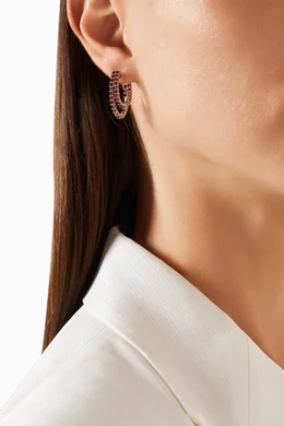Buy CZ by Kenneth Jay Lane Red Double Loop Hoop Earrings in Rhodium plated Brass For Women Online Ounass Oman