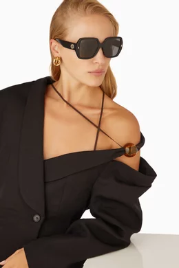 Buy Tory Burch Black Miller Square Sunglasses in Acetate For Women