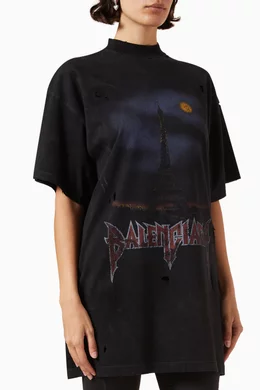 トップス 24SS Paris Moon Oversized TeeVintage Buy Balenciaga Black Paris Moon Oversized T-shirt in Vintage