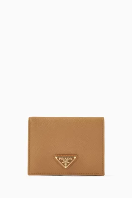 Buy Prada Brown Small Triangle Logo Wallet in Saffiano Leather For Women Online Ounass Oman