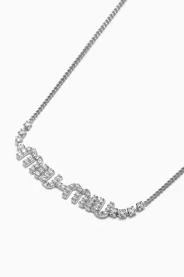 Buy Miu Miu Silver Crystal-embellished Logo Necklace in