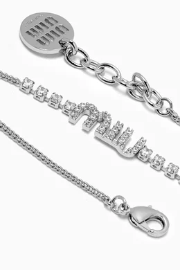 Buy Miu Miu Silver Logo Crystal Bracelet in Metal For Women