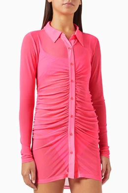 good american mesh ruched mini dress Good American + Mesh Ruched Mini Dress