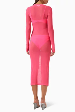 good american sheer dress Good American - Mesh Twist Maxi Dress