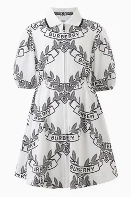 Buy Burberry Black Logo detail Collared Dress in Cotton For Girls Online Ounass Oman