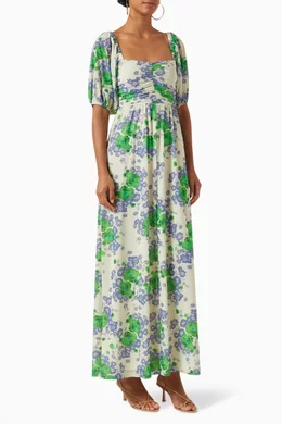 Buy Ganni Green Floral-print Maxi Dress in Mesh For Women Online | Ounass  Oman