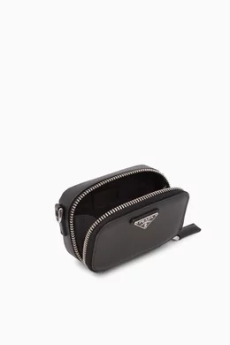 Buy Prada Black Saffiano Leather Mini Pouch For Men Online Ounass Oman