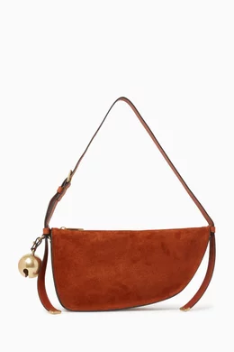 Buy Burberry Brown Small Shield Shoulder Bag in Suede For Women