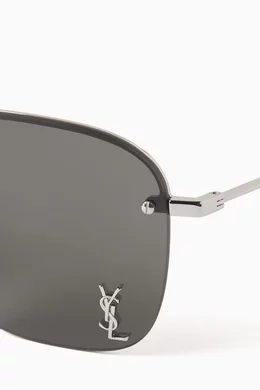 Buy SAINT LAURENT Grey SL 309 M-006 Aviator Sunglasses in  display picture 2