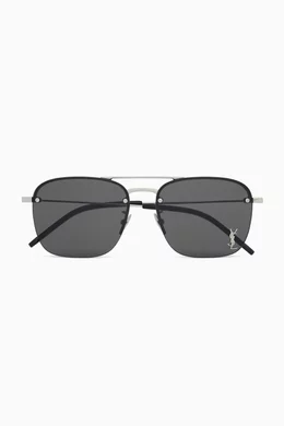 Buy SAINT LAURENT Grey SL 309 M-006 Aviator Sunglasses in  display picture 1