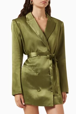 slim fit dress slacks Dark green linen lapel collar blazer dress with light green one side k –  HTKD Apparels Private Limited