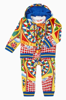 Buy Dolce Gabbana Multicolour Carretto Print Hoodie in Cotton