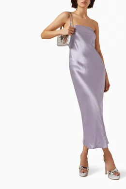 Buy Reformation Purple Joana Strapless Midi Dress in Silk-charmeuse For  Women Online | Ounass Oman