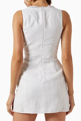 Buy Reformation White Reia Bow-tie Mini Dress in Linen For Women Online |  Ounass Oman