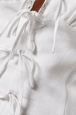 Buy Reformation White Reia Bow-tie Mini Dress in Linen For Women Online |  Ounass Oman