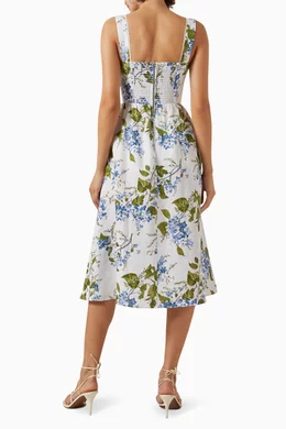 Buy Reformation White Tagliatelle Floral-print Midi Dress in Linen For  Women Online | Ounass Oman
