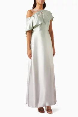Buy Alize Grey Ruffled Ombr Maxi Dress in Satin For Women Online | Ounass  Oman
