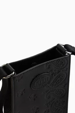 Buy Kith Black Mini Paisley Emmett Shoulder Bag in Leather For Men