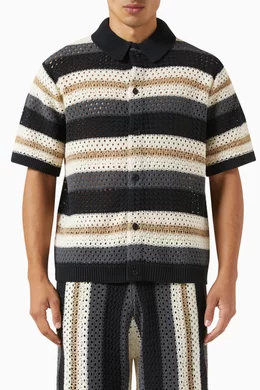 Buy Kith Black Thompson Crochet Buttondown in Cotton For Men 