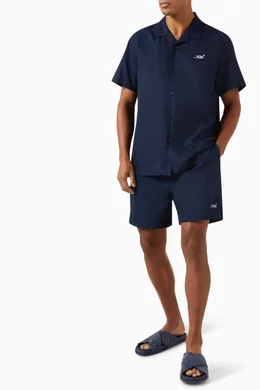 Buy Kith Blue Thompson Camp Collar Shirt in Silk-blend For Men