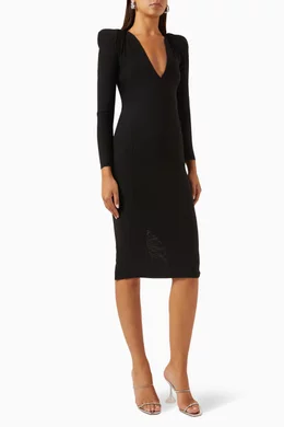 zhivago legacy structured midi dress WornOnTV: Danni's black v-neck dress with shoulder pads on Tyler Perrys  Sistas | Mignon