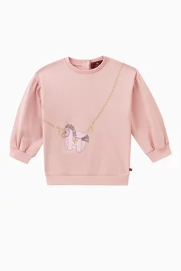 Buy AIGNER Pink Horse Shoulder Bag Print Sweatshirt in Cotton For