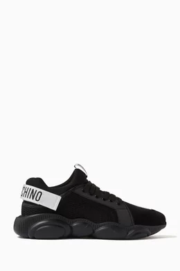 Buy Moschino Black Strap Teddy Bear Sneakers in Mesh Suede Online for Men Ounass Oman