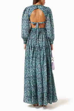 Buy Hannah Artwear Green Soraya Cut-out Maxi Dress in Silk Habotai For  Women Online | Ounass Oman