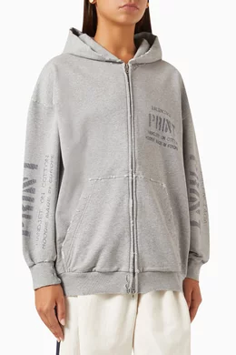Buy Balenciaga Grey Small Fit Zip-up Hoodie in Cotton For Women