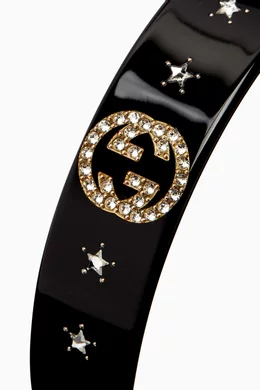 Gucci Black Resin/Crystals GG Star Headband **NEW IN BOX** GG Crystal Headband Black | The Webster main image 3