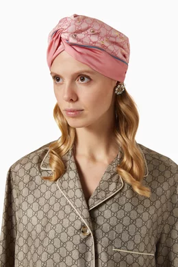 Buy Gucci Pink Headband in Laminated Horsebit & GG Print  display picture 2