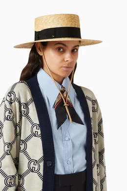 Buy Gucci Neutral Boater Hat in Straw For Women Online Ounass Oman
