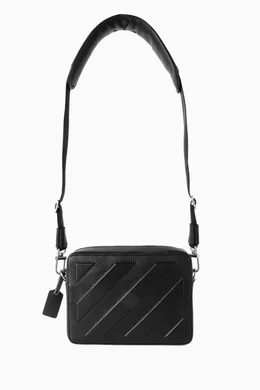 Buy Off White Black Diagonal Stripe Camera Bag in Leather For Men Online Ounass Oman