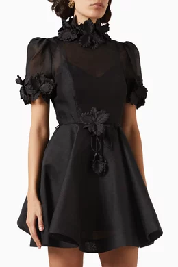 Buy Zimmermann Black Luminosity Liftoff Mini Dress in Linen blend For Women Online Ounass Oman