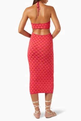 Buy Solid & Striped Multicolour Kiana Midi Dress in Viscose-knit For Women  Online | Ounass Oman