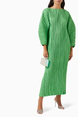 plus size lime green maxi dress Full Body Fold Slim Fit Scalloped Sleeve Jumpsuit Party Feast- Fila S main image 1