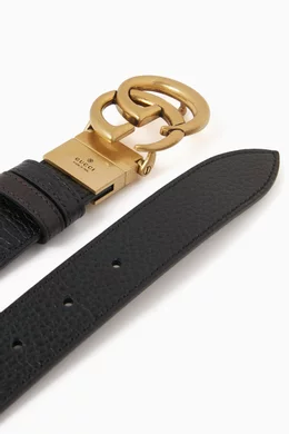 Reversible leather store belt with double g buckle