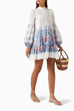 Buy byTiMo Blue Printed Shift Dress in Cotton-slub For Women Online |  Ounass Oman