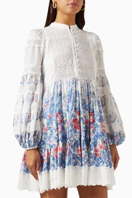 Buy byTiMo Blue Printed Shift Dress in Cotton-slub For Women Online |  Ounass Oman