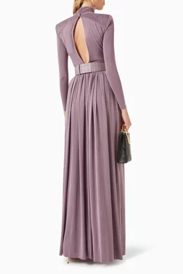 chinese dress ladies ELISABETTA FRANCHI Women's long black dress with beaded embroidery main image 1