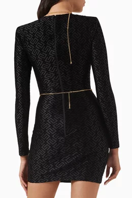 Buy Elisabetta Franchi Black Flock-logo Mini Dress in Lycra
