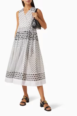 tory burch printed cotton wrap dress Tory Burch Women's Pleated Cotton Wrap Dress in Pale Blue, size 8