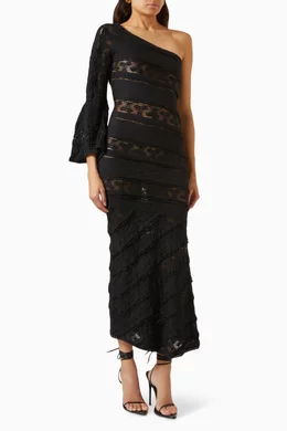 Buy Charo Ruiz Black Lora One-shoulder Maxi Dress in Lace For Women Online  | Ounass Oman
