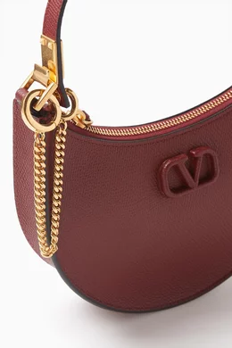 Buy Valentino Garavani Burgundy Valentino Garavani s VLOGO Signature Mini Hobo Bag in Grainy Leather For Women Online Ounass Oman