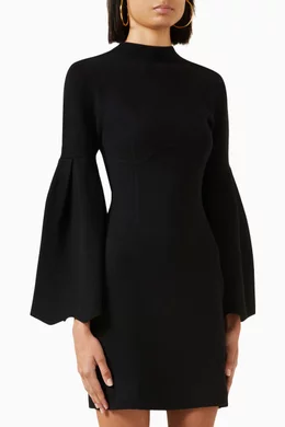 Buy Clea Black Ebony Mini Dress in Viscose-blend Crepe For Women Online |  Ounass Oman
