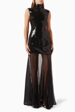 Buy De La Vali Black Lizette Maxi Dress in Sequins For Women Online |  Ounass Oman